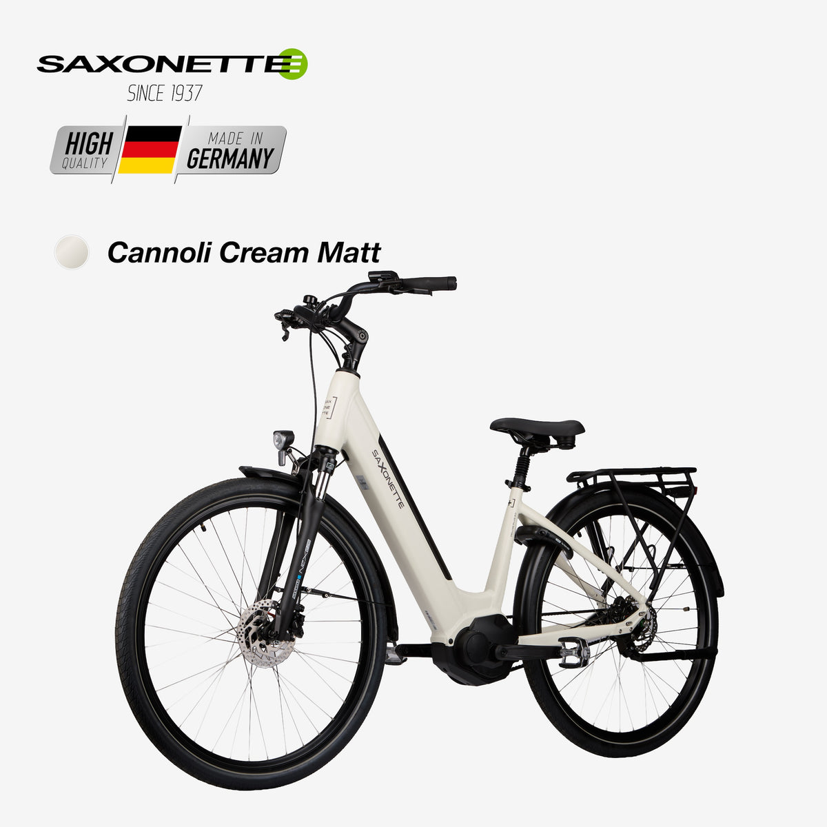 SAXONETTE, Deluxe Plus 3.0, Wave, E-Bike, Elektrofahrrad, Cannoli Cream Matt, Tiefeinsteiger, City-E-Bike, Pedelec, MADE IN GERMANY
