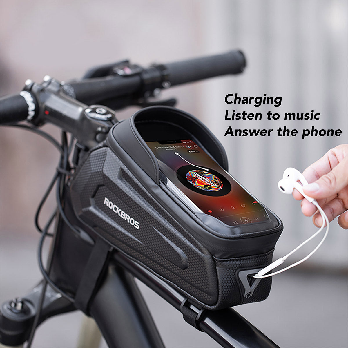 ROCKBROS Fahrrad Tasche Wasserdicht Touchscreen Lenkertasche Oberrohr MTB Rennrad Rahmentasche 6,5 Zoll Handyhülle Fahrrad Zubehör