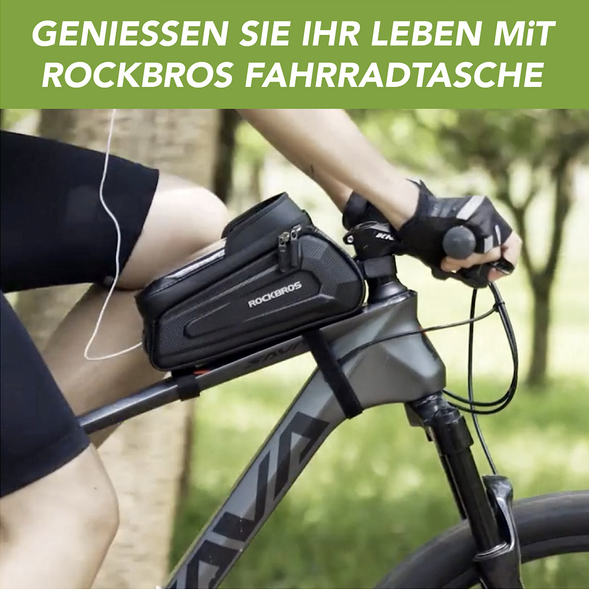 ROCKBROS Fahrrad Tasche Wasserdicht Touchscreen Lenkertasche Oberrohr MTB Rennrad Rahmentasche 6,5 Zoll Handyhülle Fahrrad Zubehör