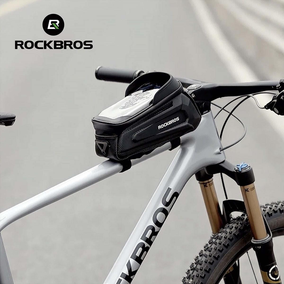 ROCKBROS Fahrrad Tasche Wasserdicht Touchscreen Lenkertasche Oberrohr MTB Rennrad Rahmentasche 6,5 Zoll Handyhülle Fahrrad Zubehör
