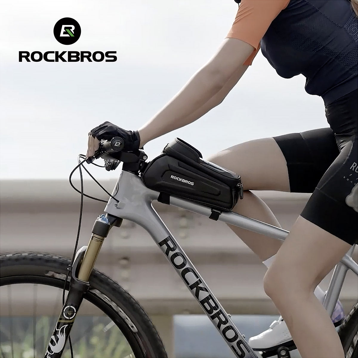 ROCKBROS Fahrrad Tasche Wasserdicht Touchscreen Lenkertasche Oberrohr MTB Rennrad Rahmentasche 6,5 Zoll Handyhülle Fahrrad Zubehör