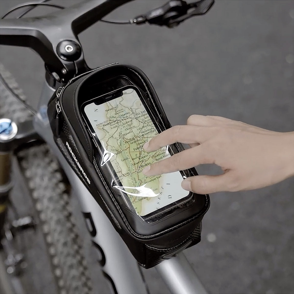 ROCKBROS Fahrrad Tasche Wasserdicht Touchscreen Lenkertasche Oberrohr MTB Rennrad Rahmentasche 6,5 Zoll Handyhülle Fahrrad Zubehör
