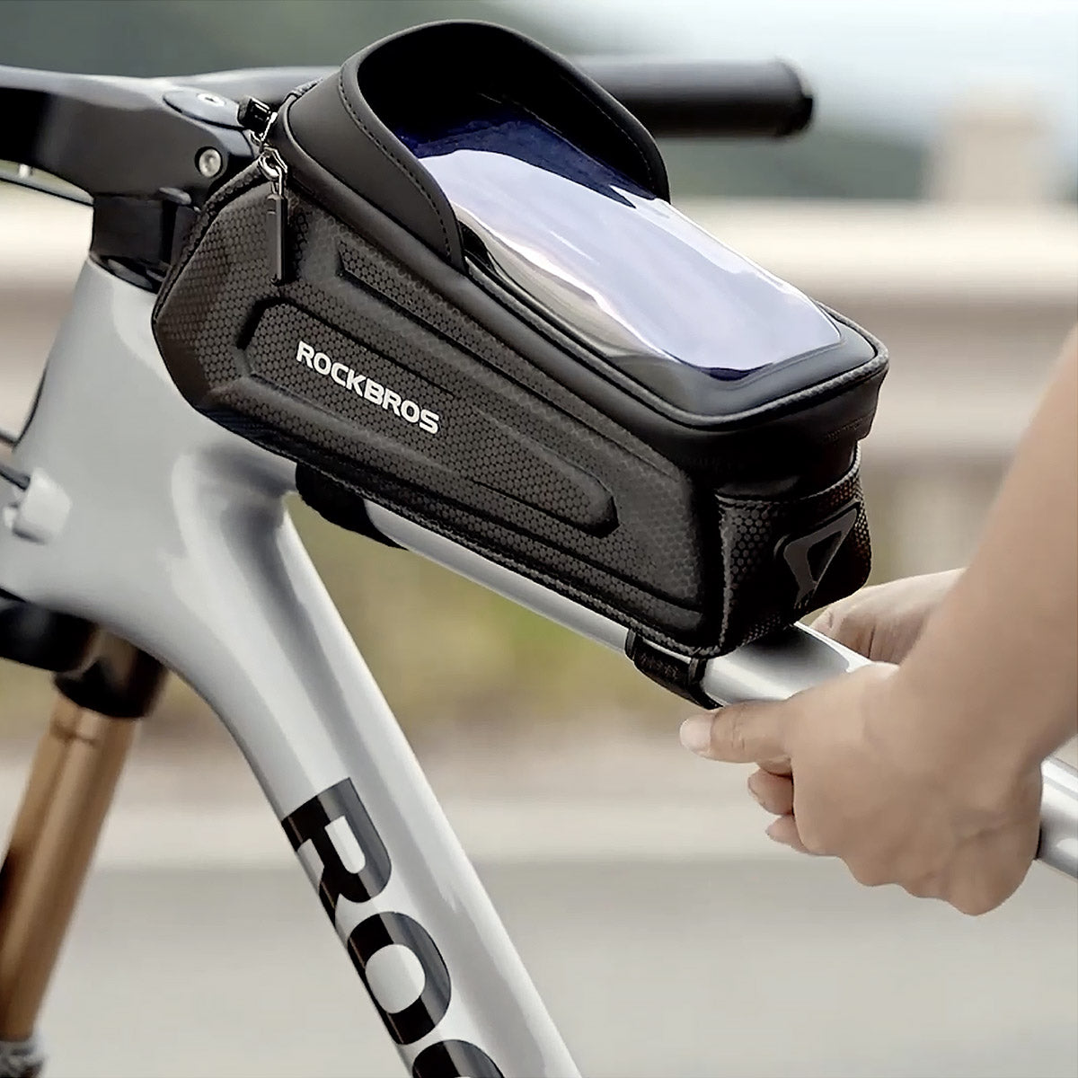 ROCKBROS Fahrrad Tasche Wasserdicht Touchscreen Lenkertasche Oberrohr MTB Rennrad Rahmentasche 6,5 Zoll Handyhülle Fahrrad Zubehör