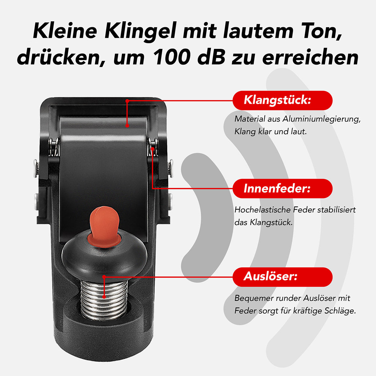 ROCKBROS Fahrradklingel Aluminium Laut Robust Leicht zu Montieren