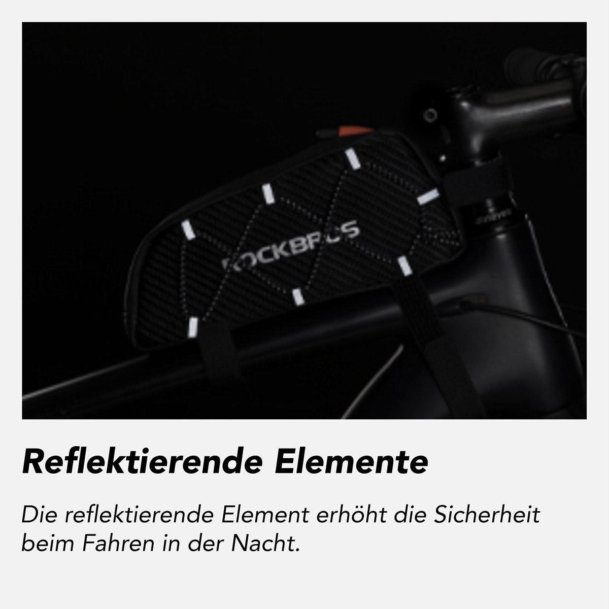 ROCKBROS 1L Wasserdichte Fahrradrahmentasche Reflektor Klettverschluss