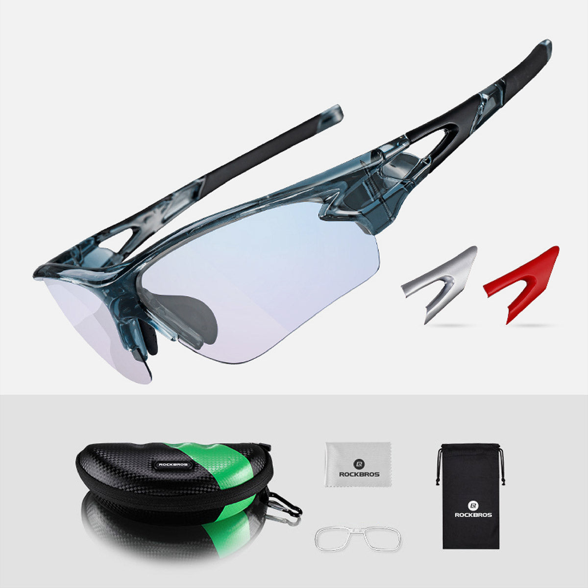 ROCKBROS Photochromatische Fahrradbrille für Damen und Herren TR90 Leicht UV400