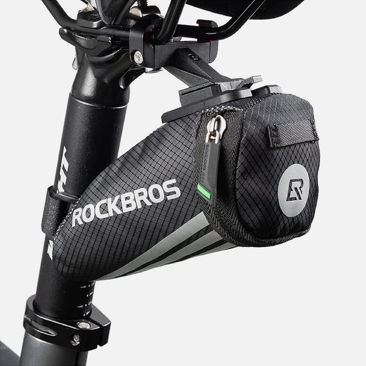 ROCKBROS Fahrradsatteltasche 1L Nylon Reflektierend mit Rücklicht-Halterung