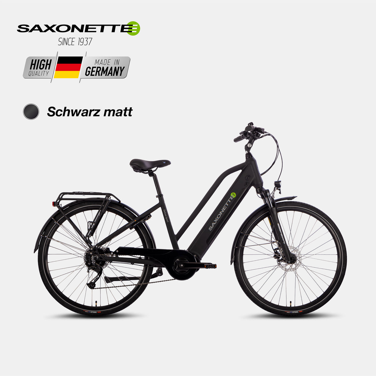 SAXONETTE E-Bike Deluxe Sport Trapez, Trekking, Mittelmotor, SHIMANO 9 Gang