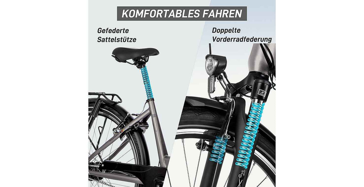 SAXXX Optimum Plus Wave – Komfort: gefederte Sattelstütze und doppelte Vorderradfederung für angenehm ruhiges Fahren.