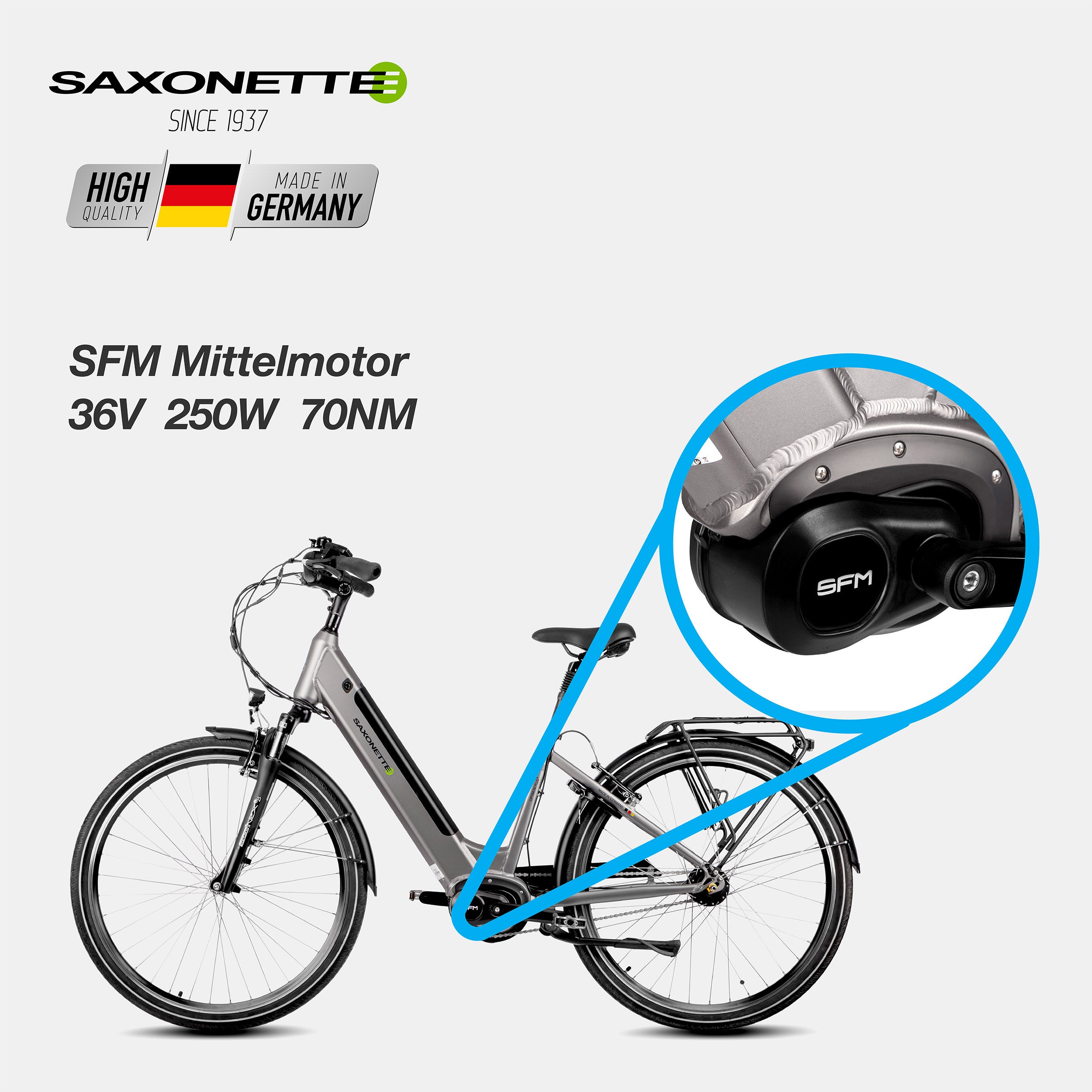 SAXONETTE E-Bike Optimum Plus Wave, Trekking, Mittelmotor, Shimano 7 Gang