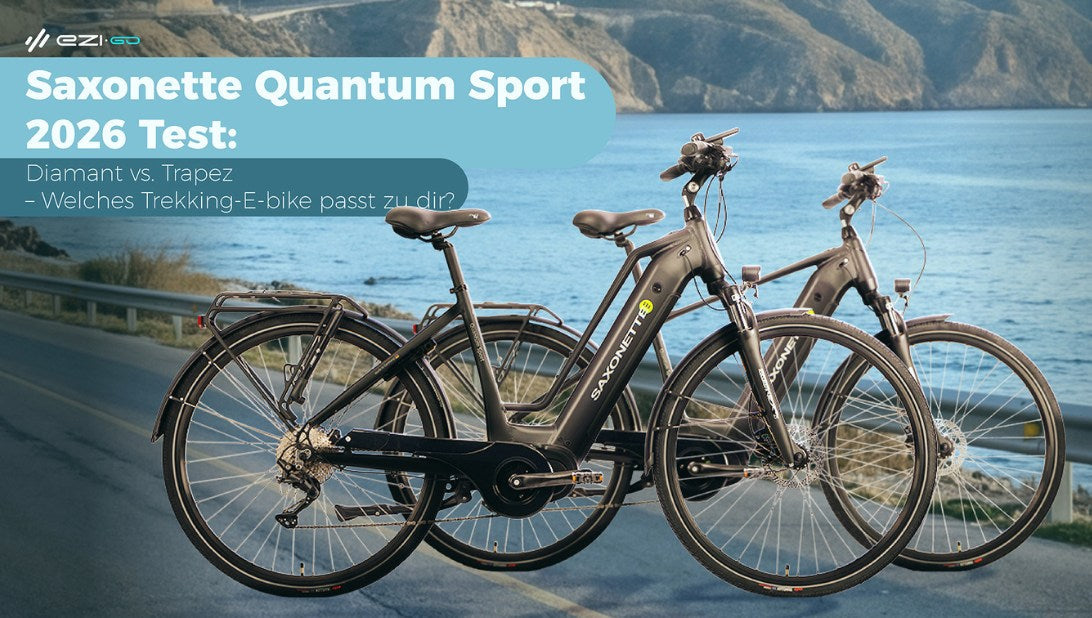 Saxonette Quantum Sport 2026 Test: Diamant vs. Trapez – Welches Trekking-E-bike passt zu dir?