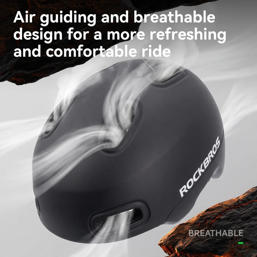 ROCKBROS Fahrradhelm Stadt & Freizeit – mit Rücklicht, PC+EPS, 57–62 cm