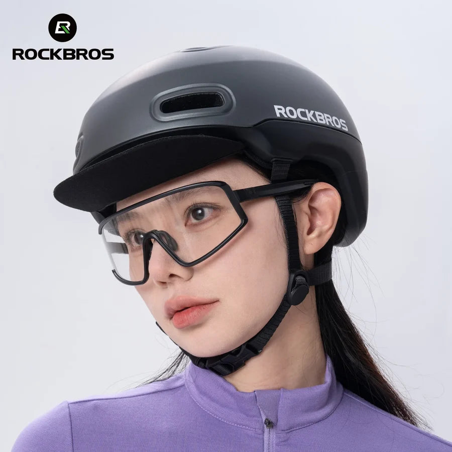 ROCKBROS Fahrradhelm Stadt & Freizeit – mit Rücklicht, PC+EPS, 57–62 cm