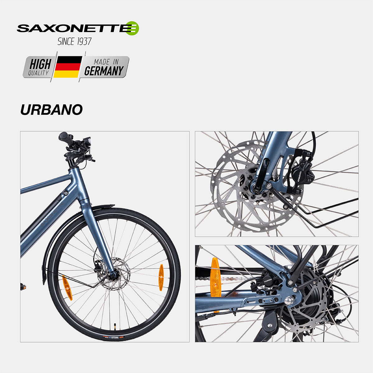 SAXONETTE URBANO Plus Diamant Powder Blue glänzend – Scheibenbremse & 250 W Heckmotor