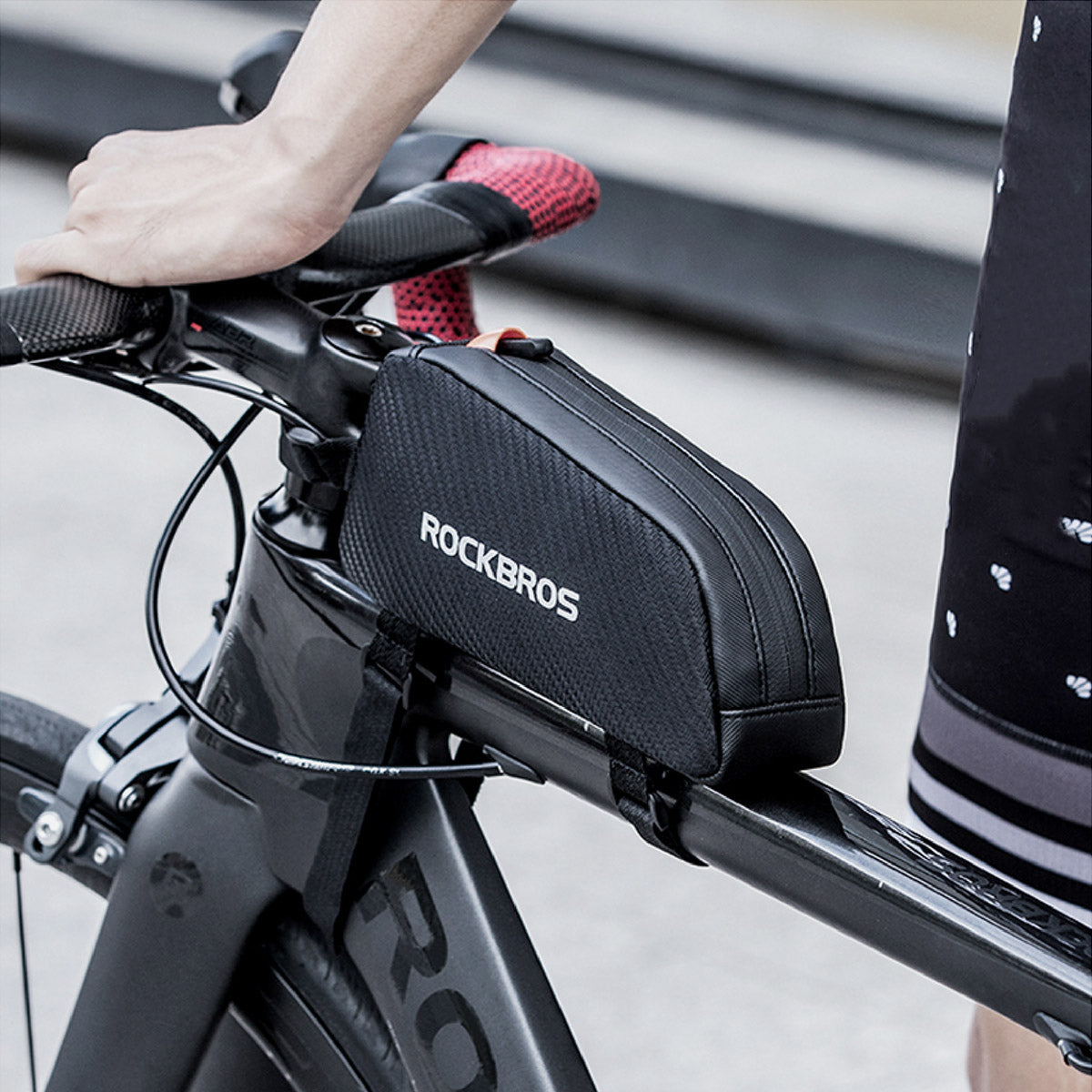 ROCKBROS Rahmentasche Schwarz – Oberrohr-Tasche, aerodynamisch, Klettbefestigung