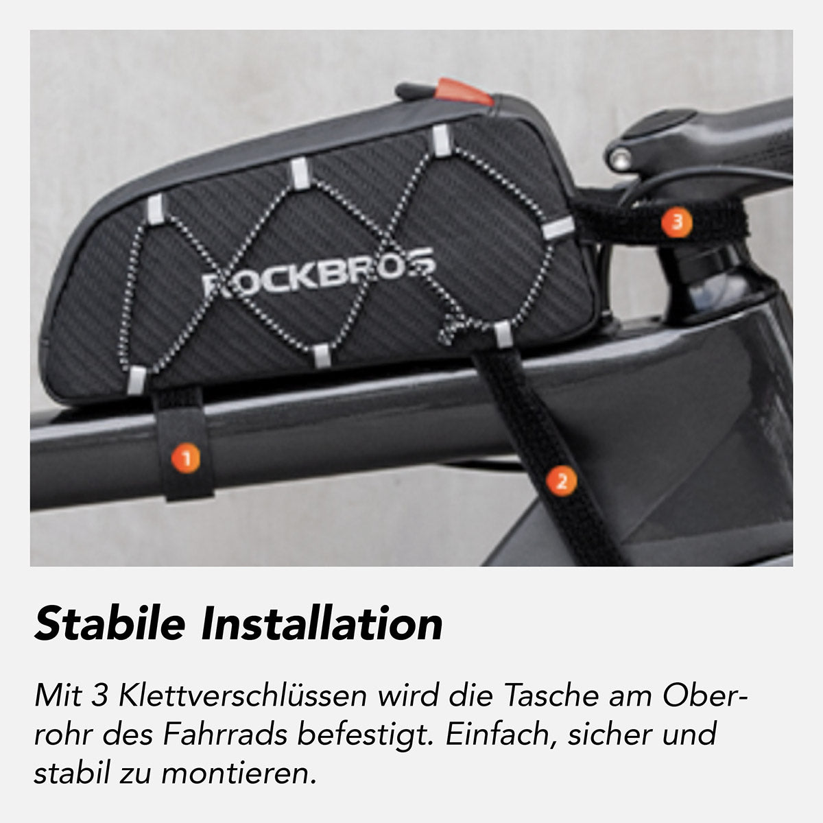 ROCKBROS 1L Wasserdichte Fahrradrahmentasche Reflektor Klettverschluss