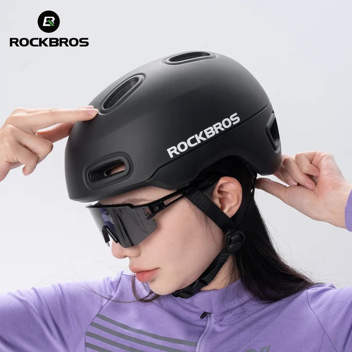ROCKBROS Fahrradhelm Stadt & Freizeit – mit Rücklicht, PC+EPS, 57–62 cm