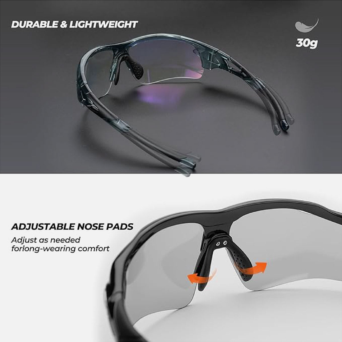 ROCKBROS Photochromatische Fahrradbrille für Damen und Herren TR90 Leicht UV400