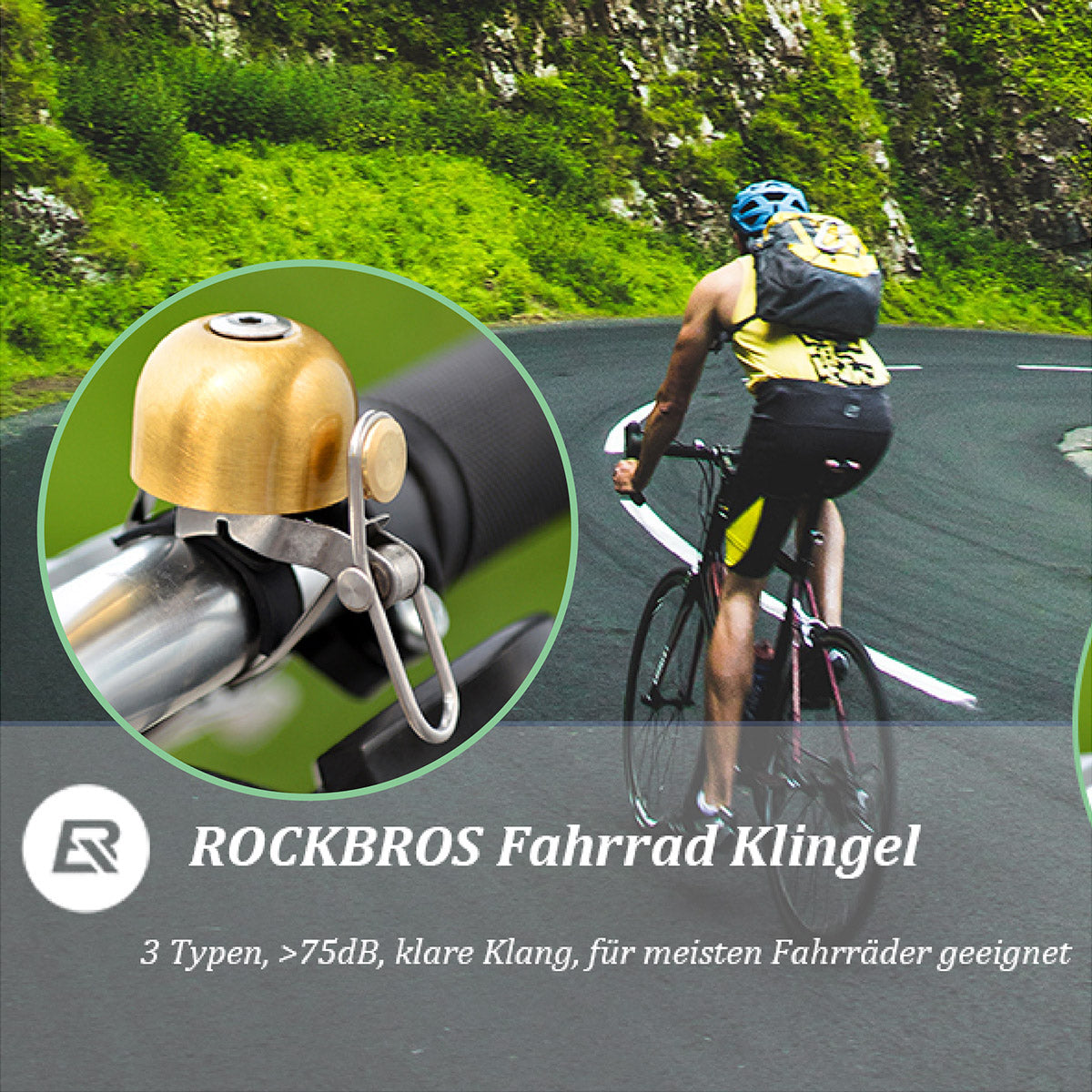 ROCKBROS Messing-Fahrradklingel – 75dB Retro
