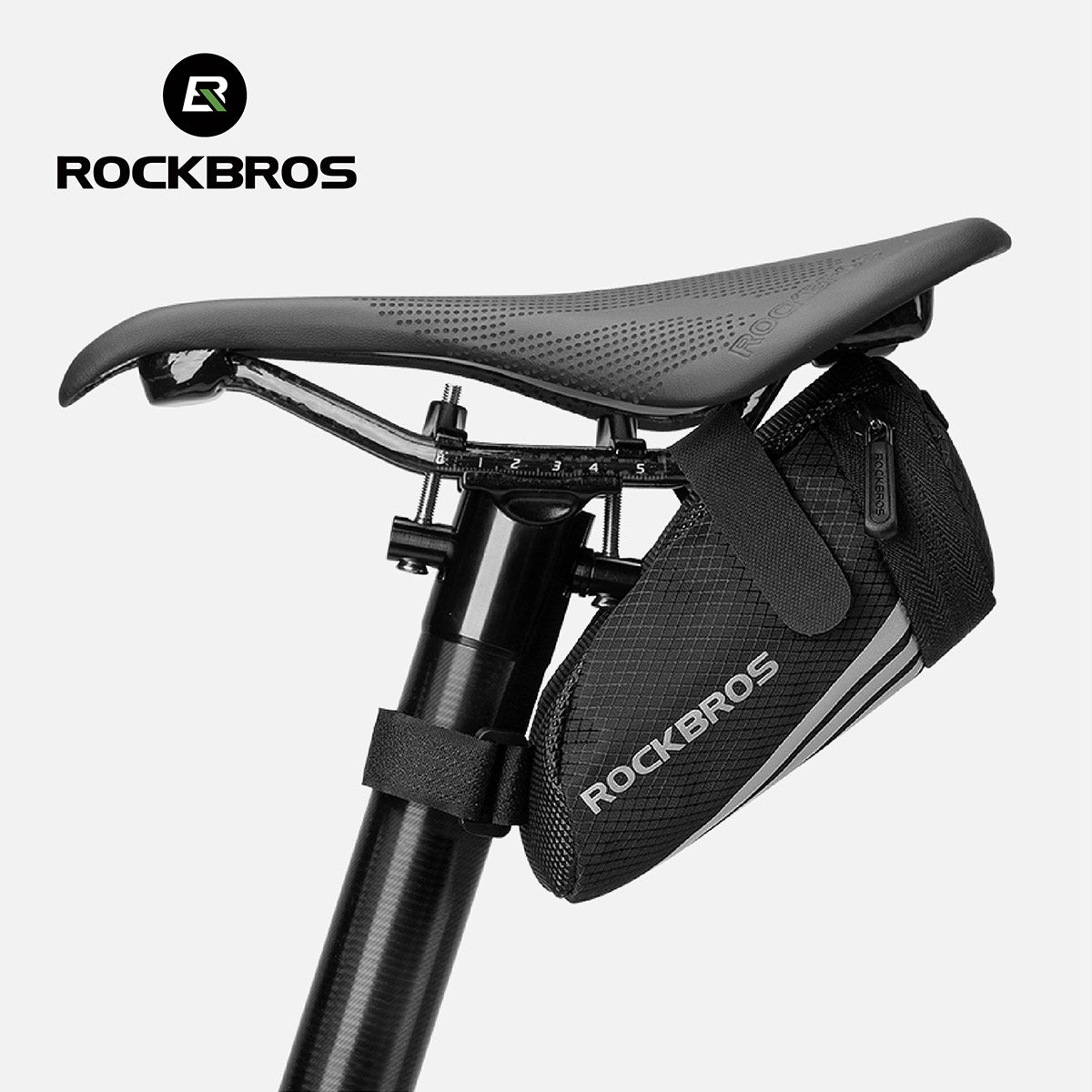 ROCKBROS Fahrradsatteltasche 1L Nylon Reflektierend mit Rücklicht-Halterung