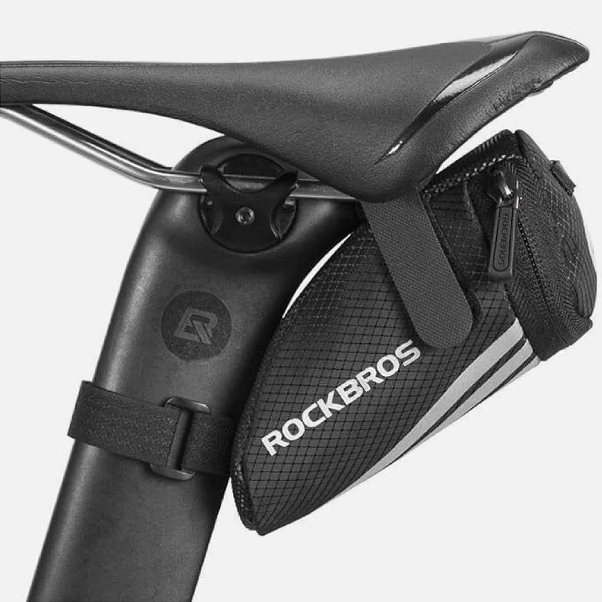 ROCKBROS Fahrradsatteltasche 1L Nylon Reflektierend mit Rücklicht-Halterung