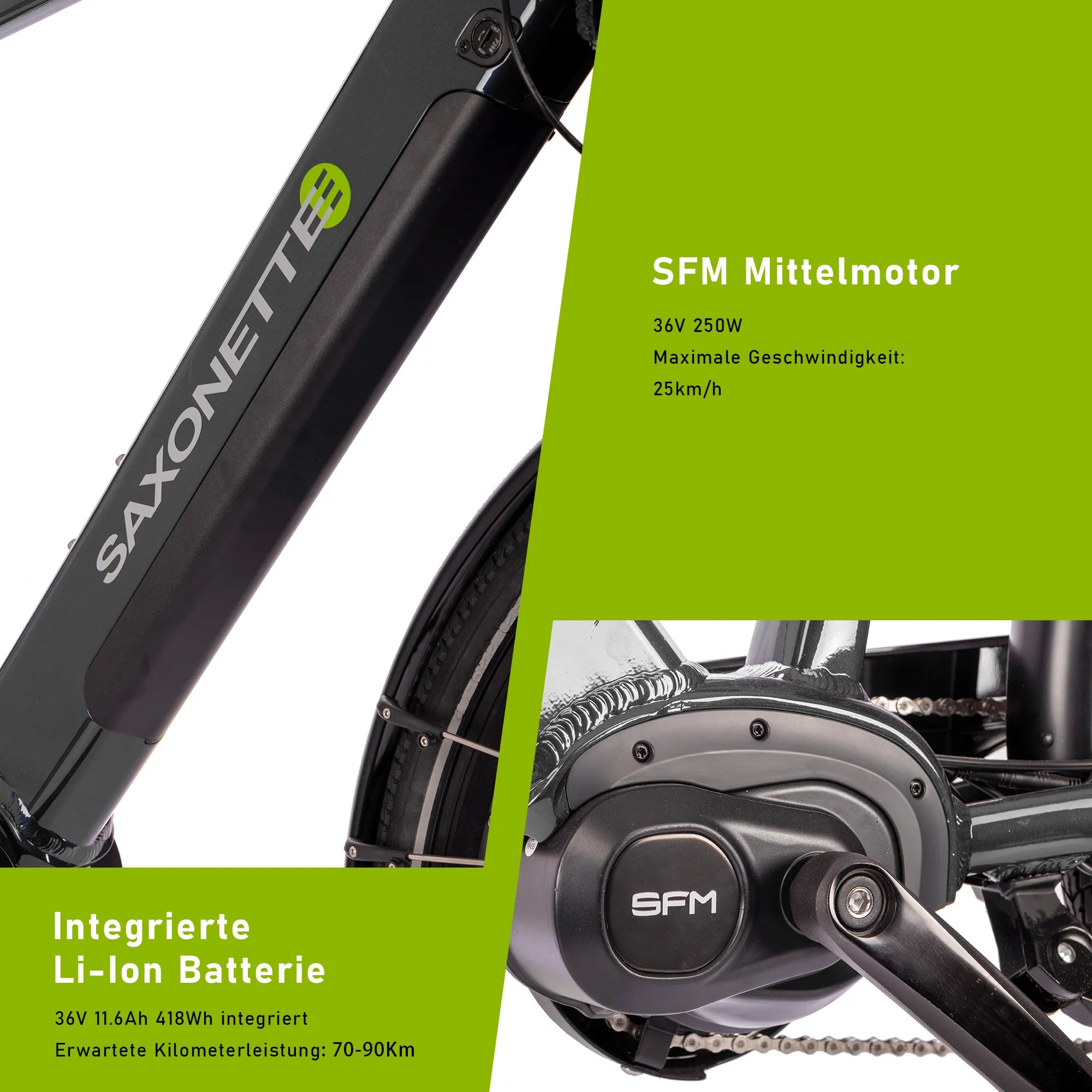 SAXONETTE E-Bike Deluxe Sport Diamant, Mittelmotor (Gebraucht)