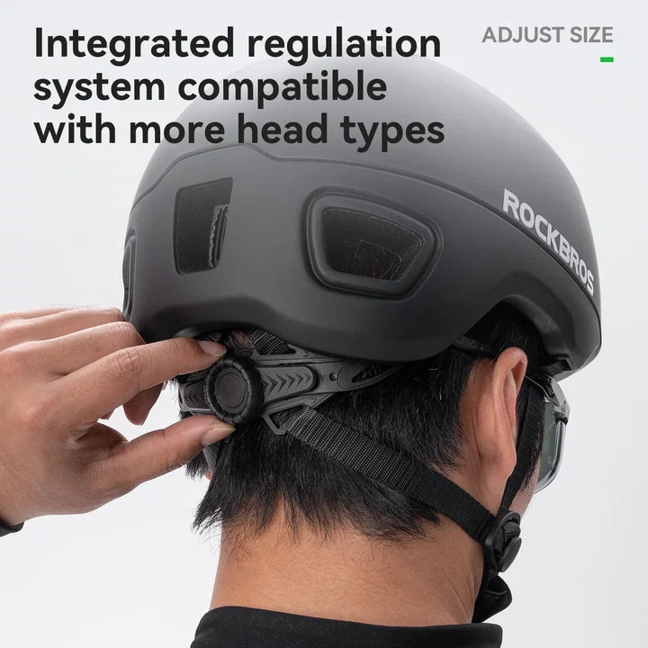 ROCKBROS Fahrradhelm Stadt & Freizeit – mit Rücklicht, PC+EPS, 57–62 cm