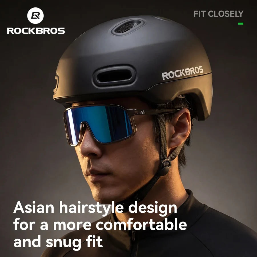 ROCKBROS Fahrradhelm Stadt & Freizeit – mit Rücklicht, PC+EPS, 57–62 cm