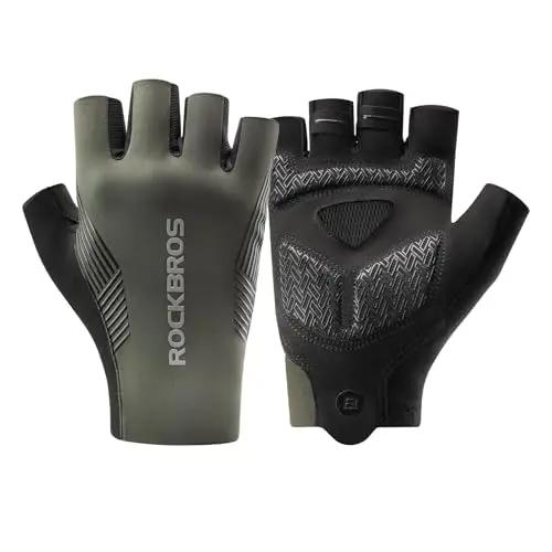 ROCKBROS Fahrradhandschuhe Sommer | Atmungsaktive Halbfinger Handschuhe mit SBR-Polsterung, Rutschfest & Stoßdämpfend