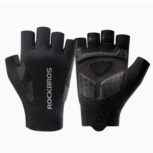 ROCKBROS Fahrradhandschuhe Sommer | Atmungsaktive Halbfinger Handschuhe mit SBR-Polsterung, Rutschfest & Stoßdämpfend