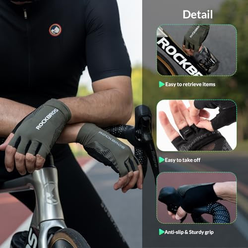 ROCKBROS Fahrradhandschuhe Sommer – Halbfinger, Atmungsaktiv & Rutschfest (S-2XL)
