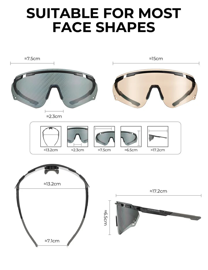 ROCKBROS Photochrome Fahrradbrille – UV400 & TR90