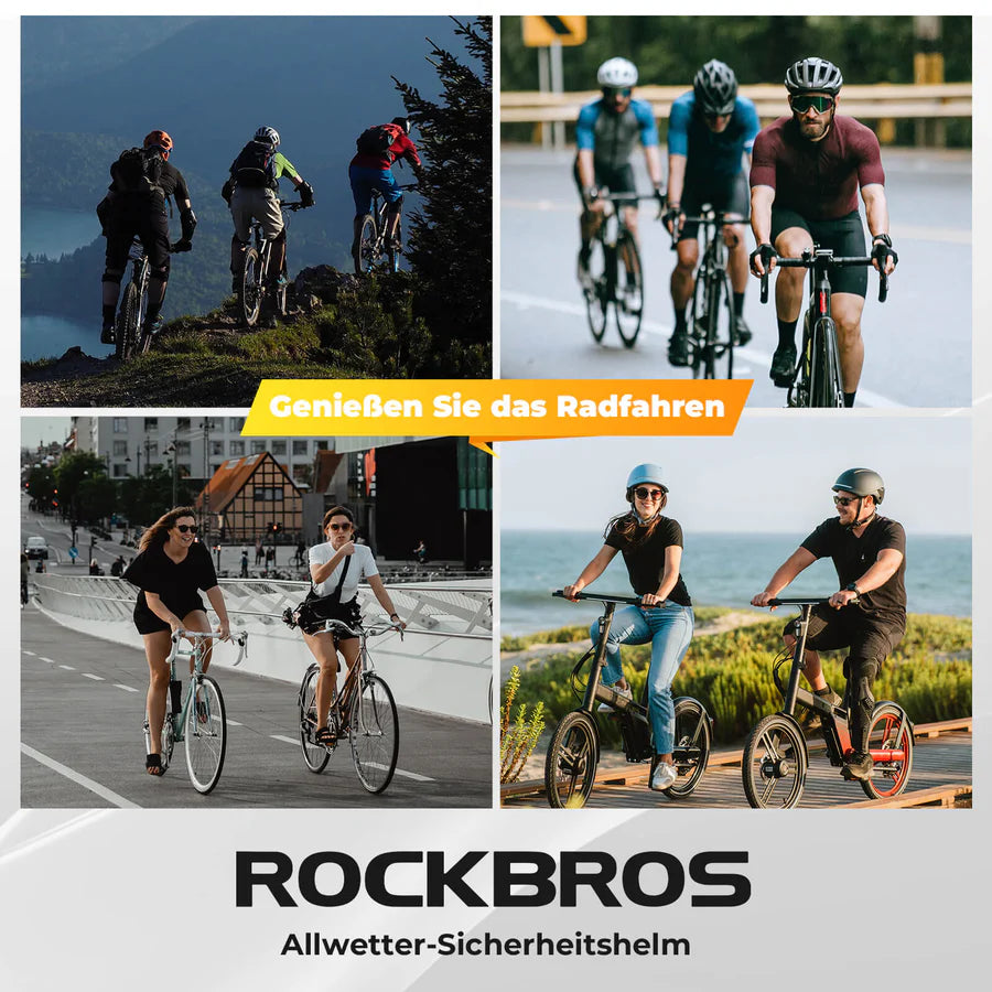ROCKBROS Fahrradhelm mit Rücklicht und Belüftung Unisex 55-60cm