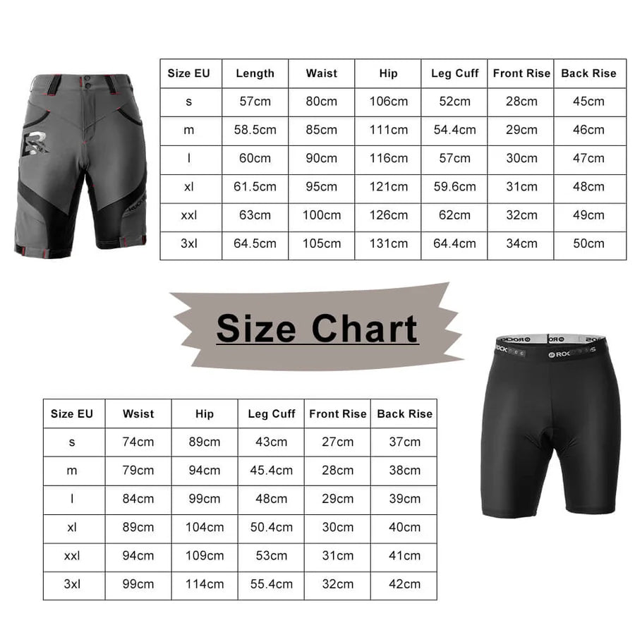 ROCKBROS Herren Fahrradhose kurz 2-in-1 mit 4D Sitzpolster – Atmungsaktiv & Elastisch