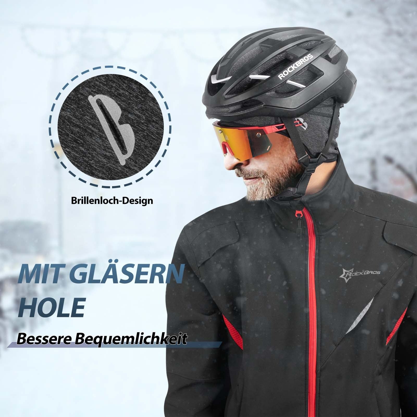 winter helm fahrrad Rockbros Winter Fahrradmütze (Helmmütze) | Winddicht & Brillenlöcher