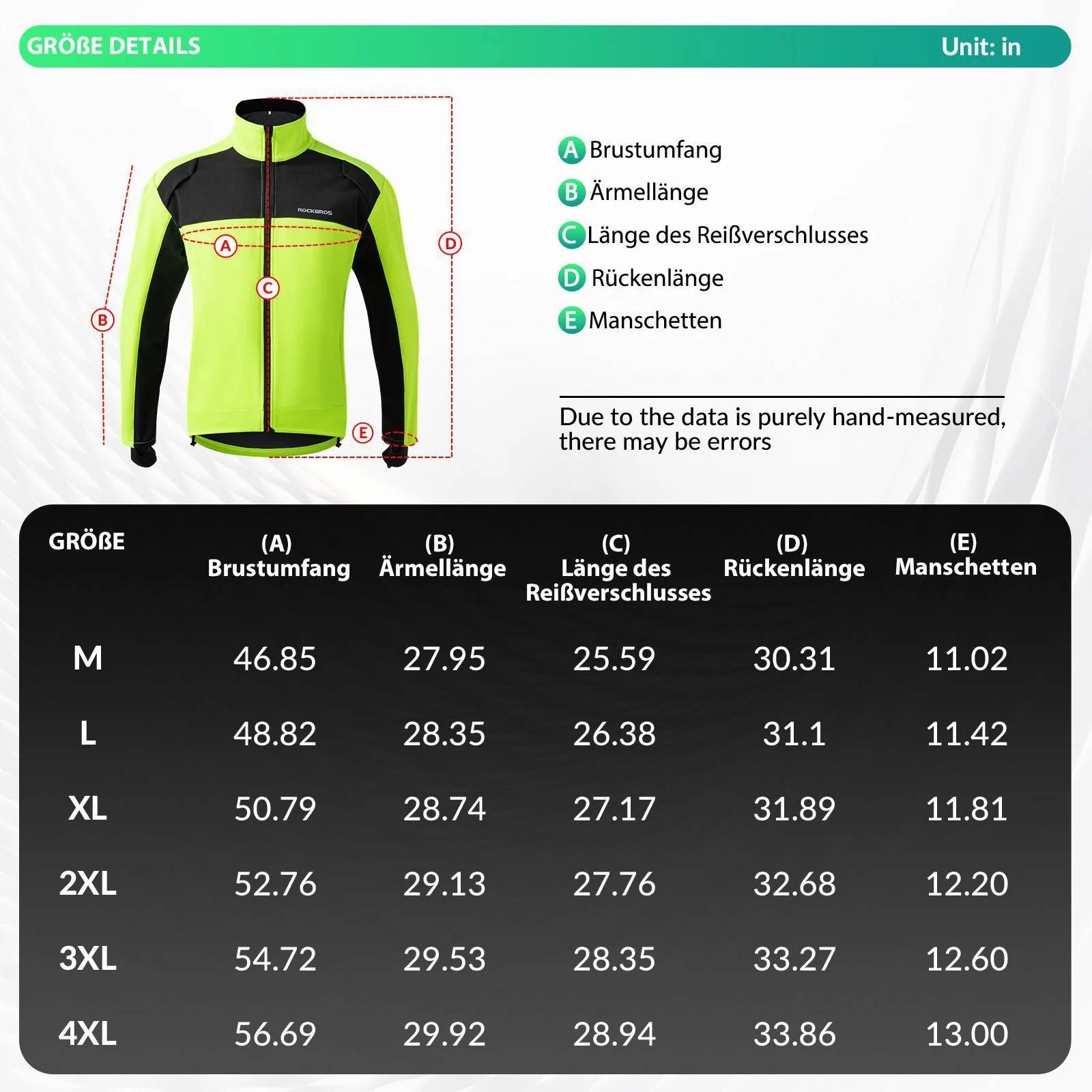 ROCKBROS Fahrradjacke Winter Herren Radjacke Leuchtendes Grün