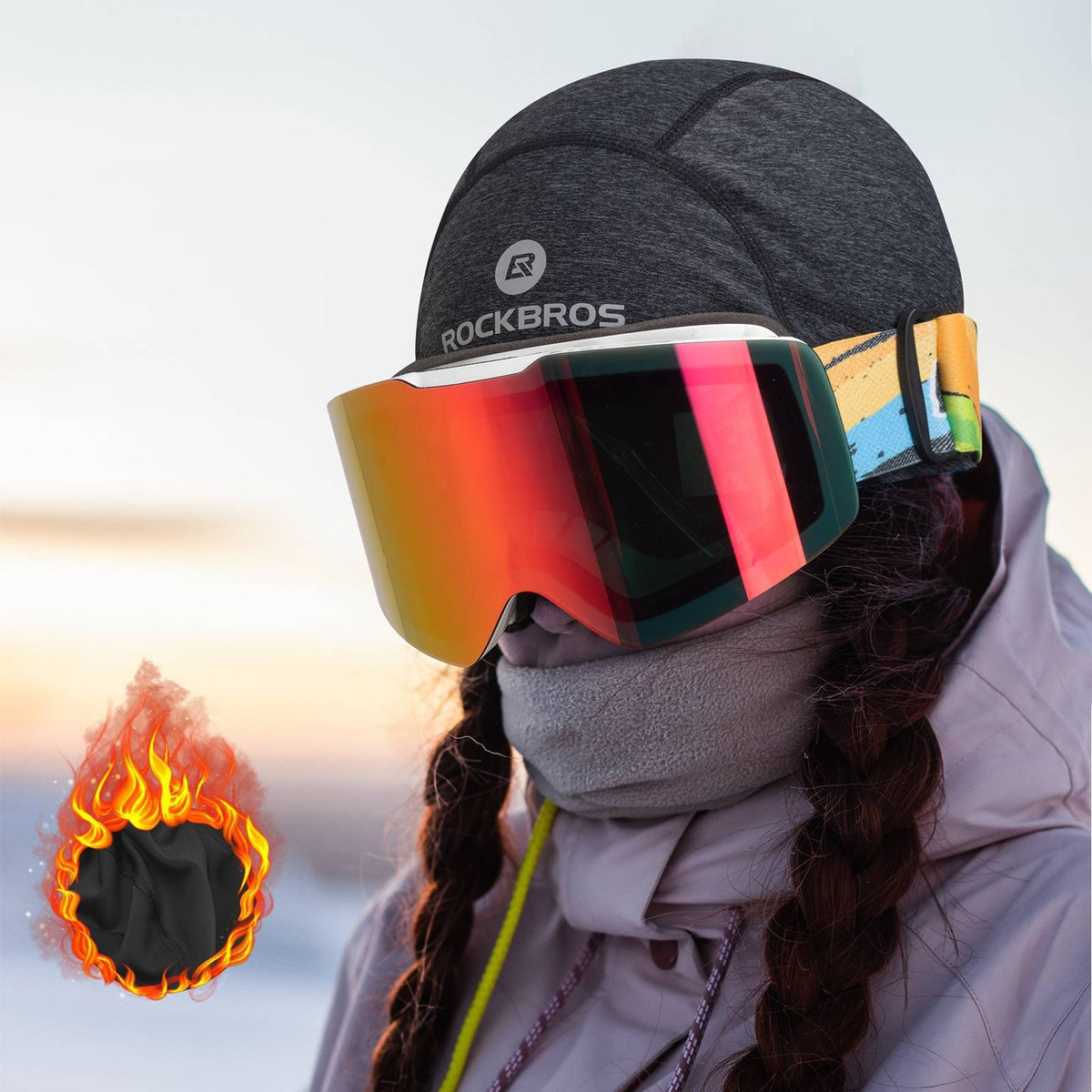 Thermo Fahrradmütze für Winter – warm & winddicht, kompatibel mit Brille/Skibrille, ideal fürs Radfahren.