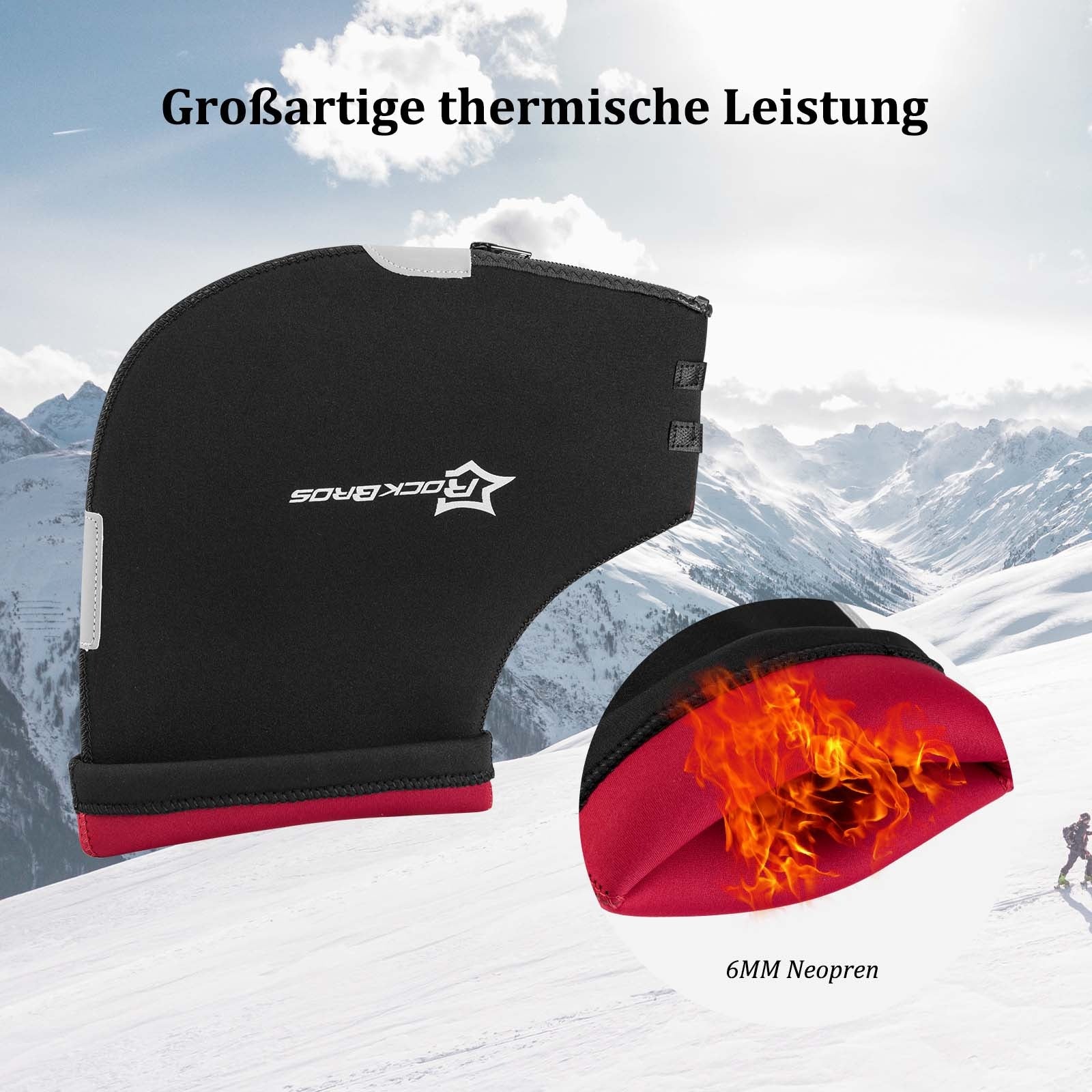 ROCKBROS Winter Lenkerstulpen Winddicht Handschuhe Schwarz
