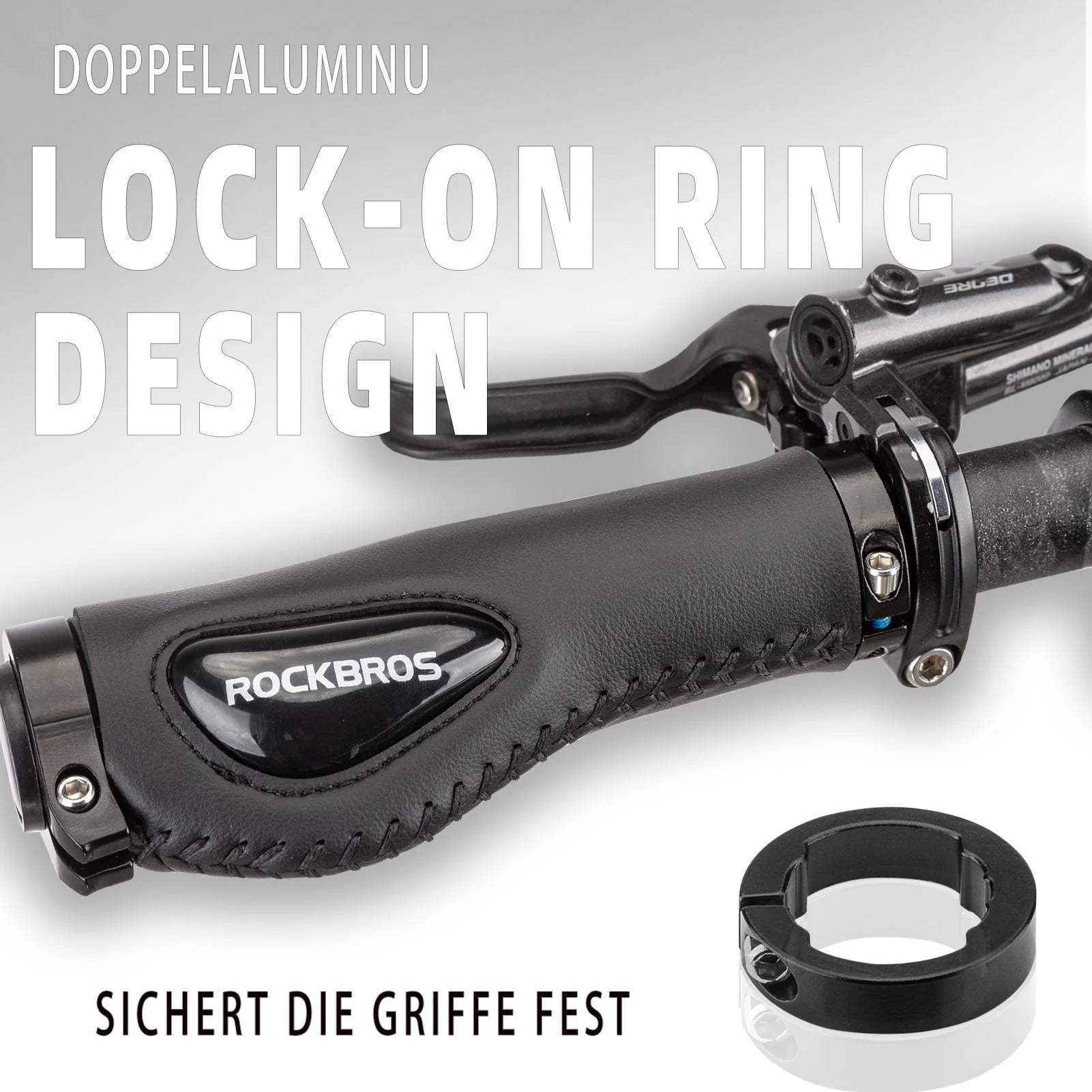 ROCKBROS Fahrradgriffe Ledergriffe für Lenker mit 22,2 mm Durchmesser