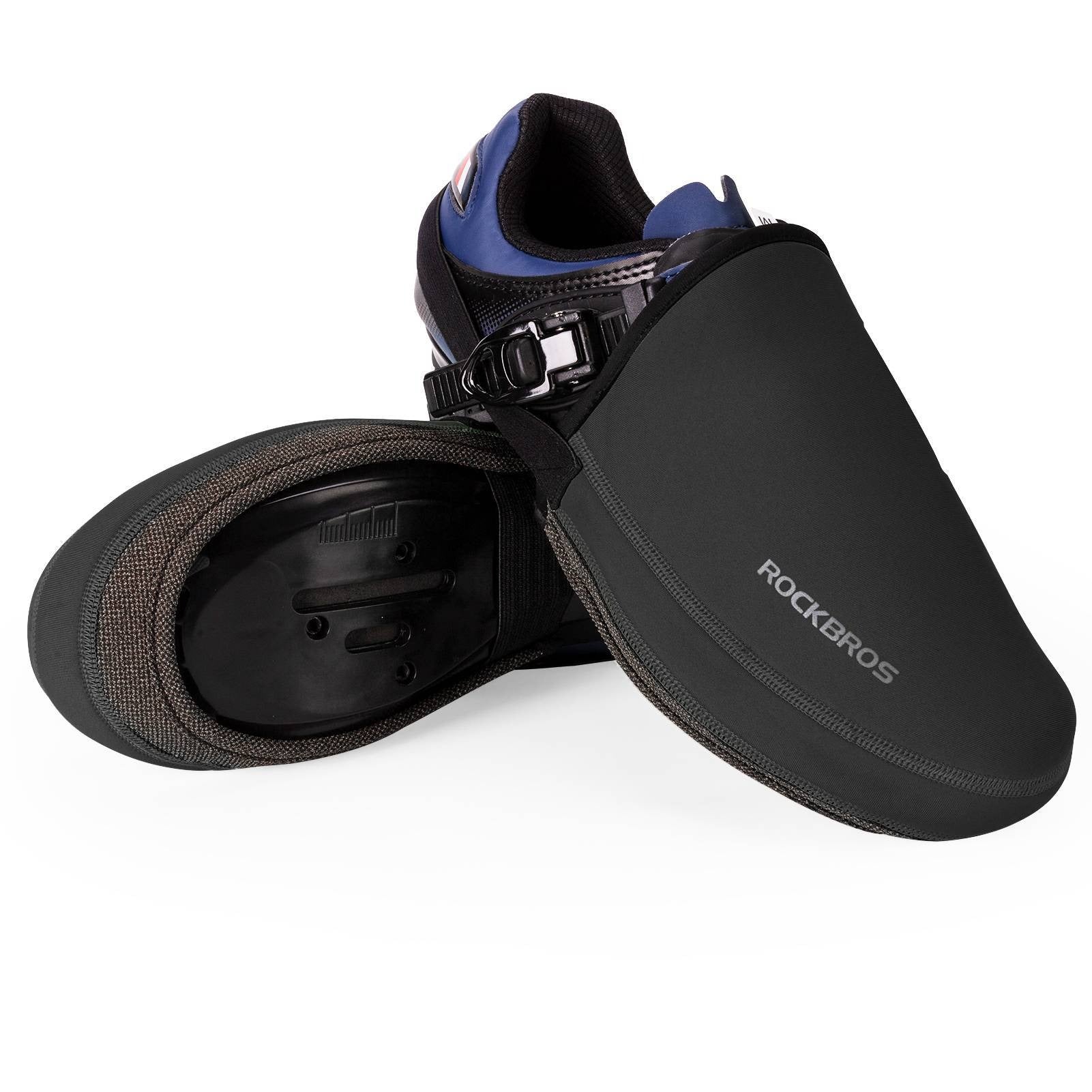 ROCKBROS Zehen-Überschuhe schwarz – wasserabweisender Windschutz für Rennrad/MTB-Schuhe