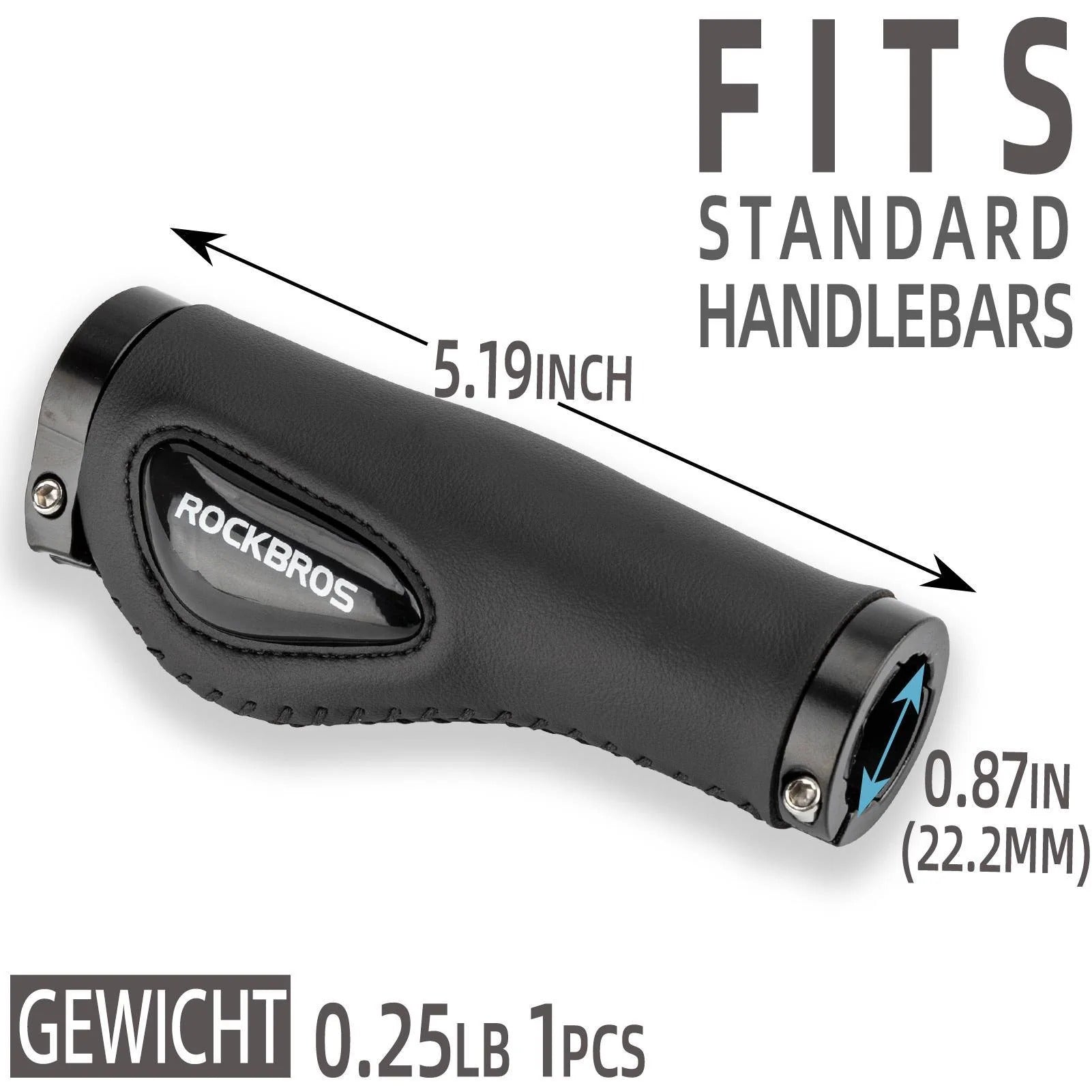 ROCKBROS Fahrradgriffe Ledergriffe für Lenker mit 22,2 mm Durchmesser