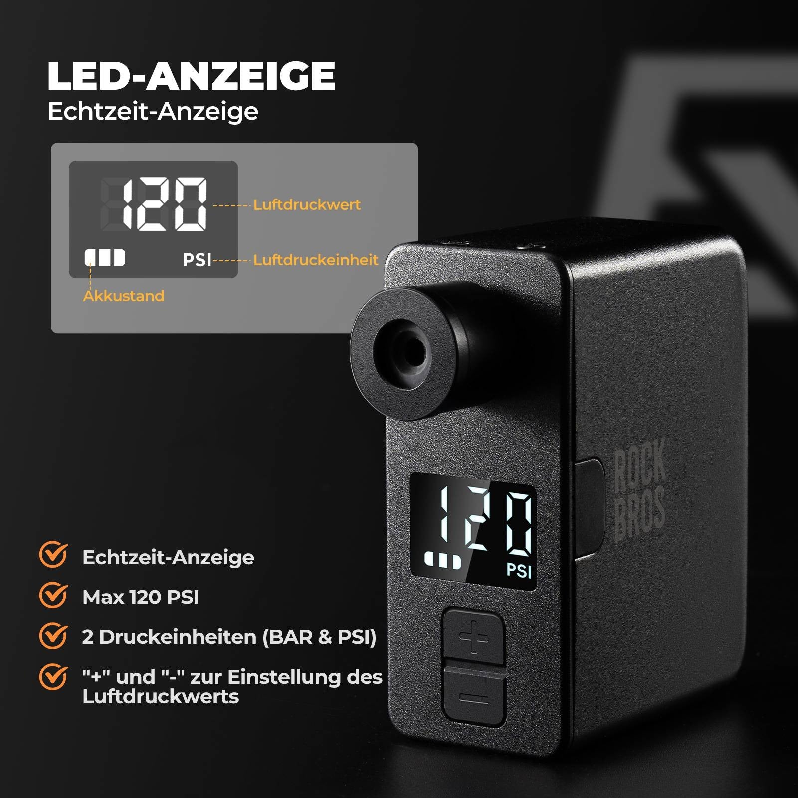 ROCKBROS MINI Elektrische Fahrradpumpe AS1 Pro