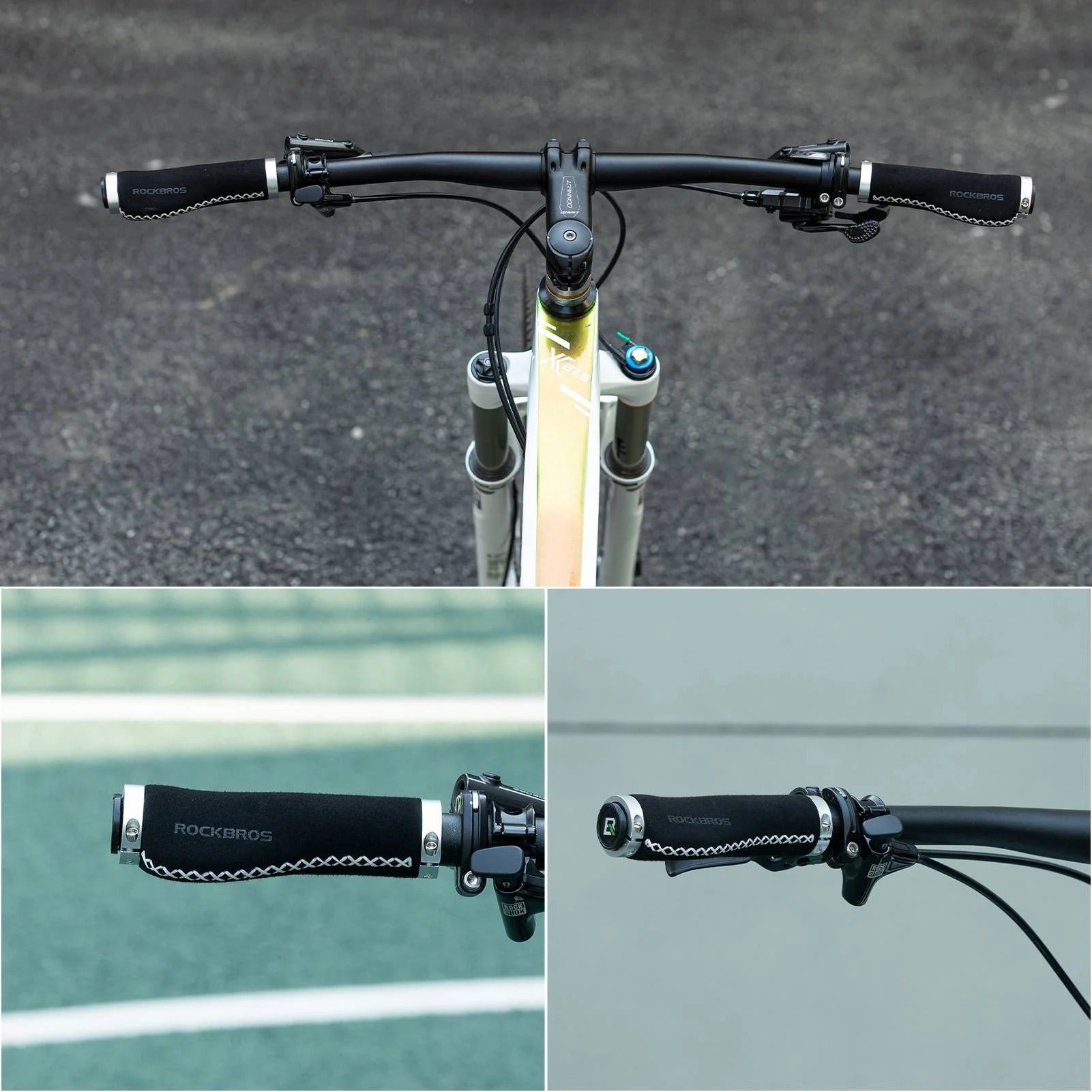 ROCKBROS Fahrradgriffe Ledergriffe für Lenker mit 22,2 mm Durchmesser