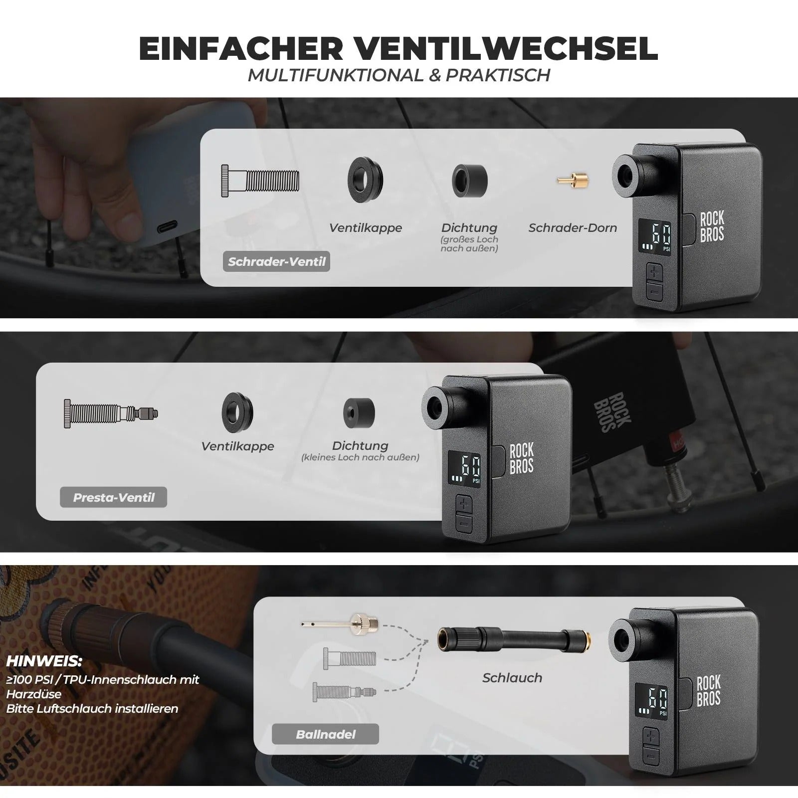 ROCKBROS MINI Elektrische Fahrradpumpe AS1 Pro