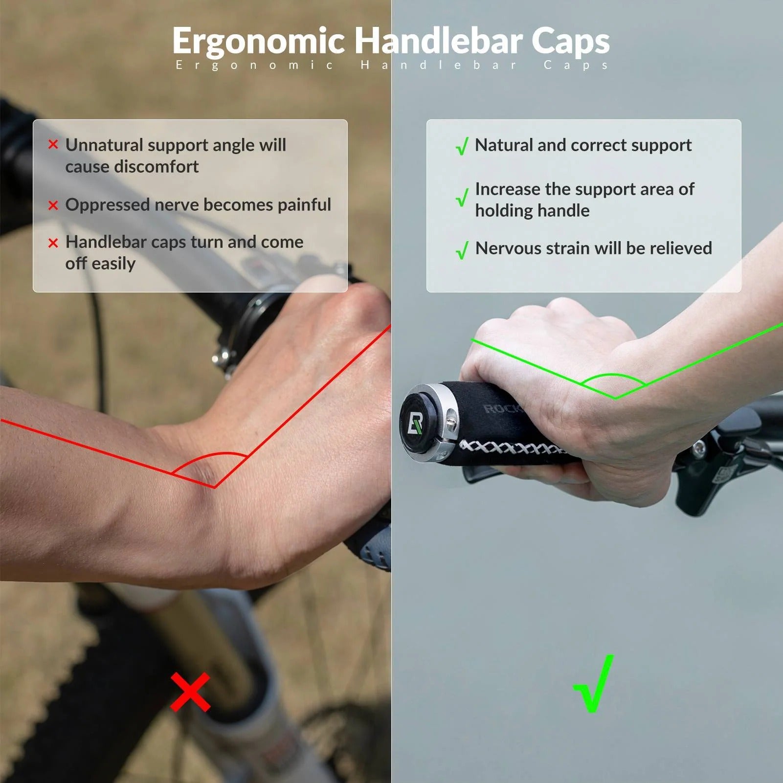 ROCKBROS Fahrradgriffe Ledergriffe für Lenker mit 22,2 mm Durchmesser