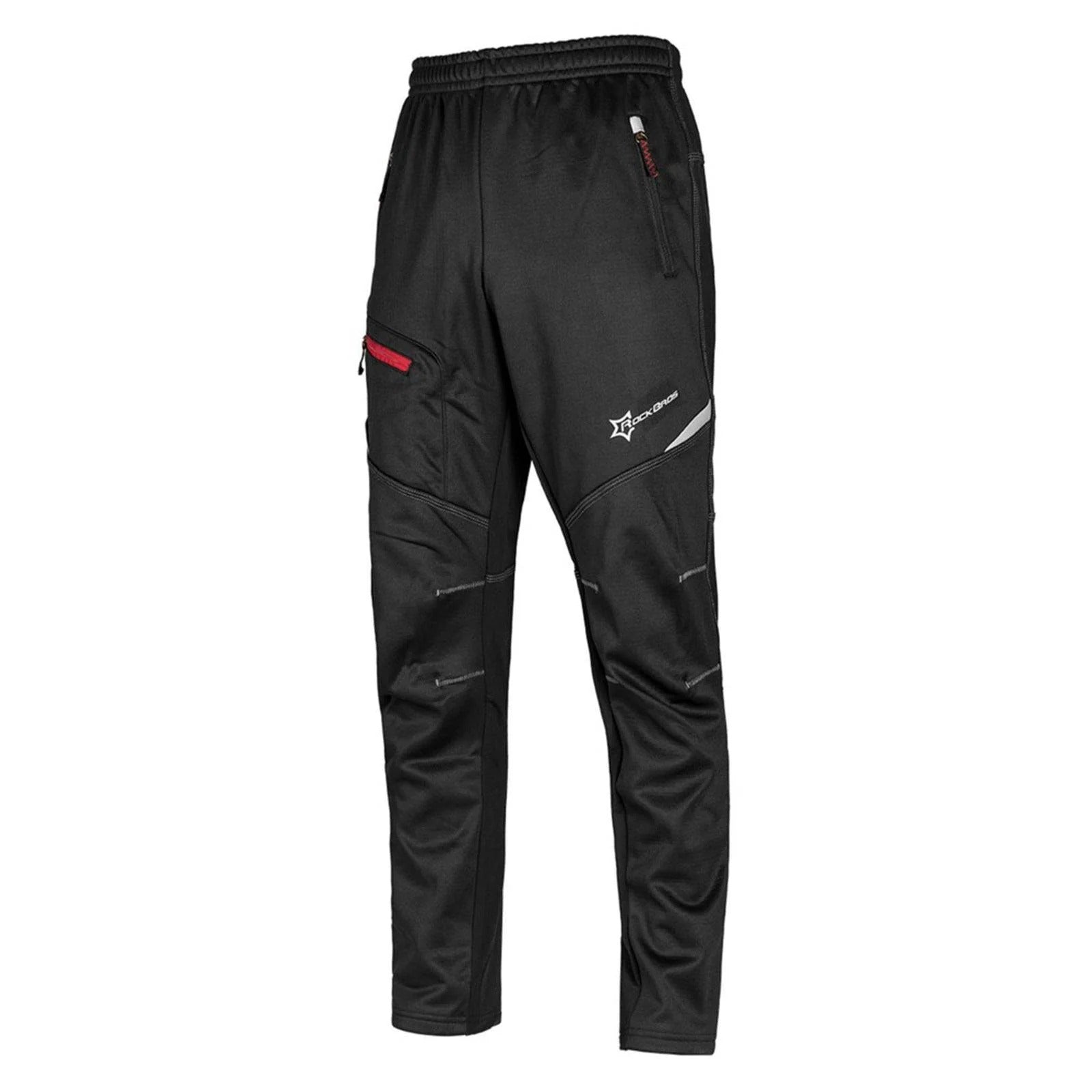 ROCKBROS Winter-Radhose für Herren – winddichte Softshell mit Fleece-Innenfutter, elastischem Bund und Reißverschlusstaschen.