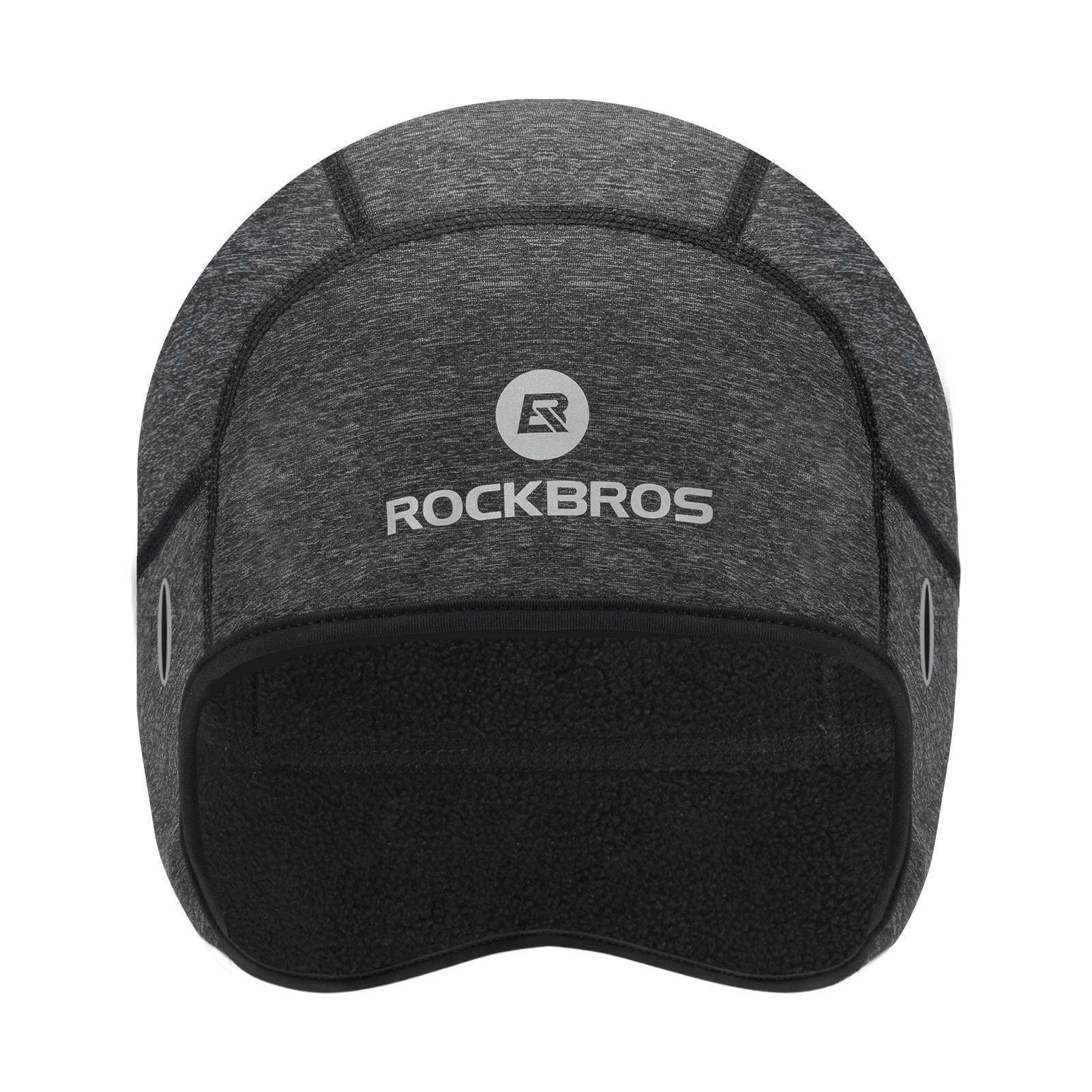 ROCKBROS Winter-Helmmütze – winddichte Fahrradmütze mit Fleece, passt unter den Helm, mit Brillenlöchern.