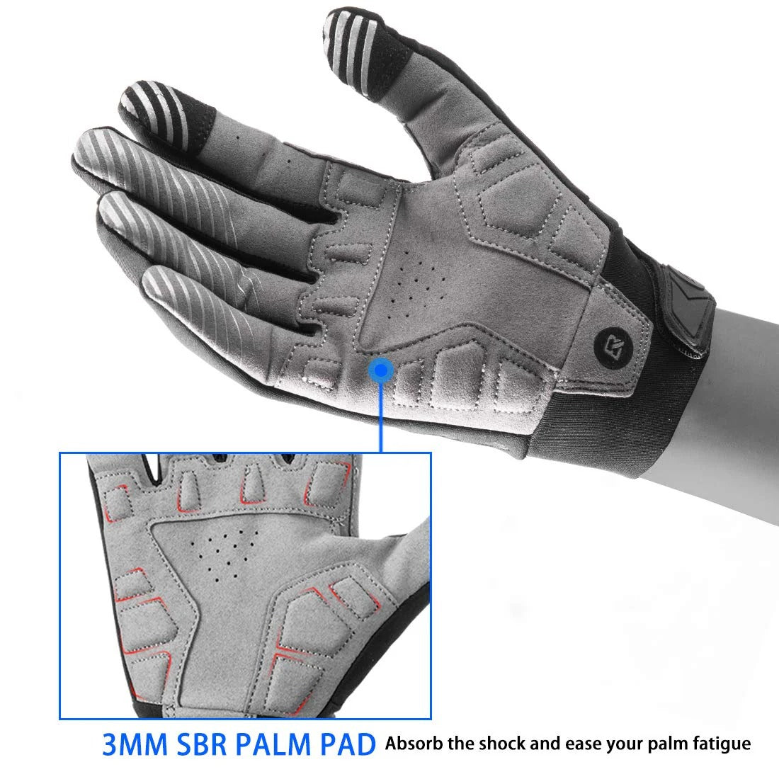 ROCKBROS Vollfinger Handschuhe Fahrradhandschuhe mit Touchscreenfunktion