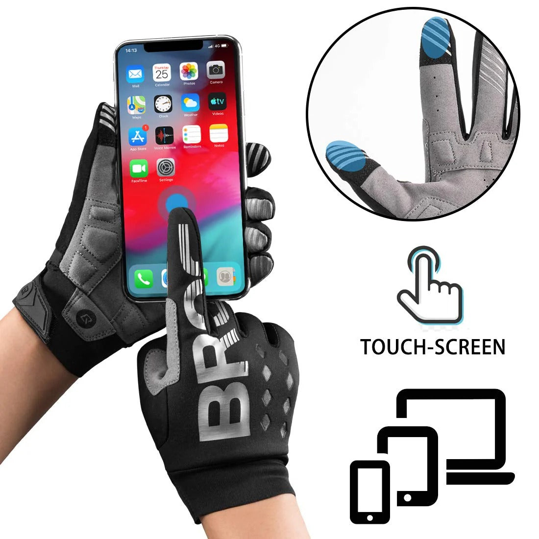 ROCKBROS Vollfinger Handschuhe Fahrradhandschuhe mit Touchscreenfunktion