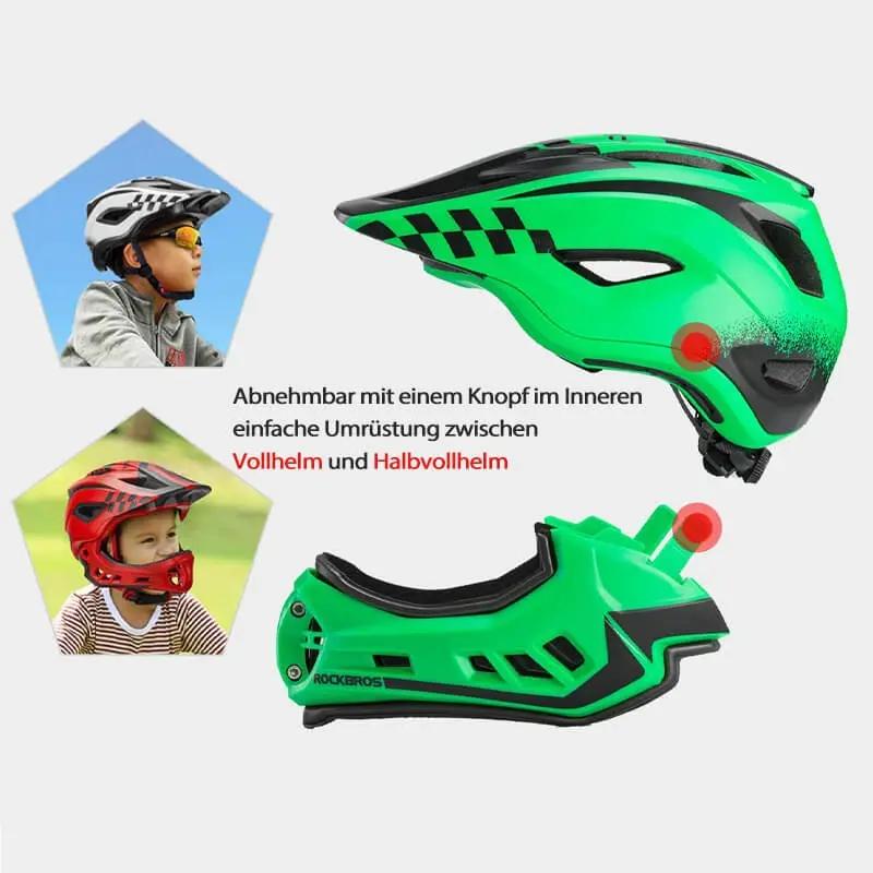 ROCKBROS Kinderhelm Integralhelm mit Abnehmbare Kinnschutz für Jungen